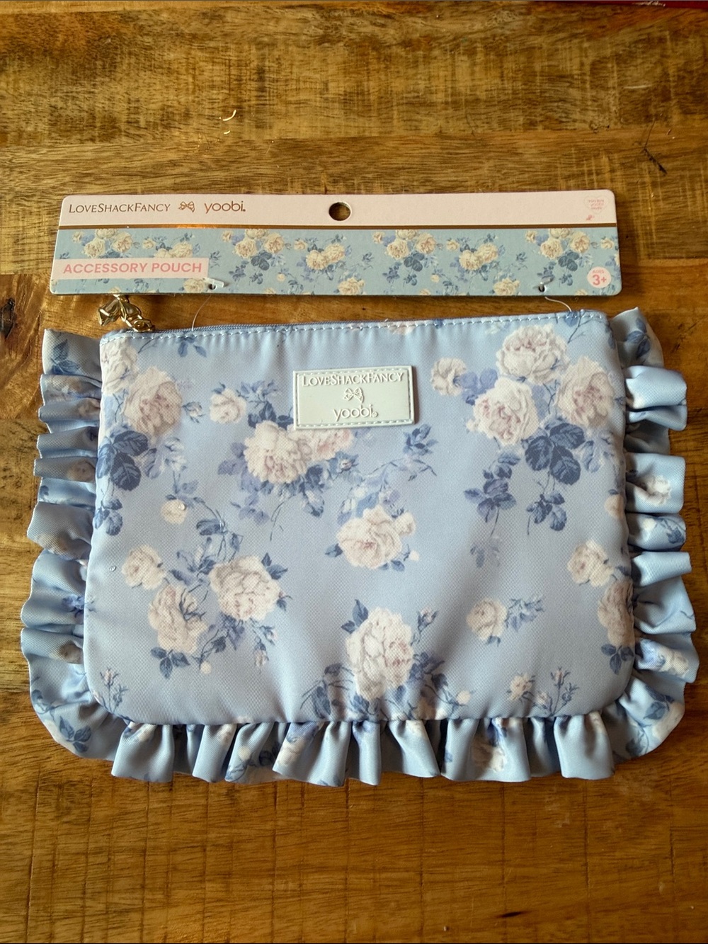 LoveShackFancy Blue Floral Ruffled Kids Pouch